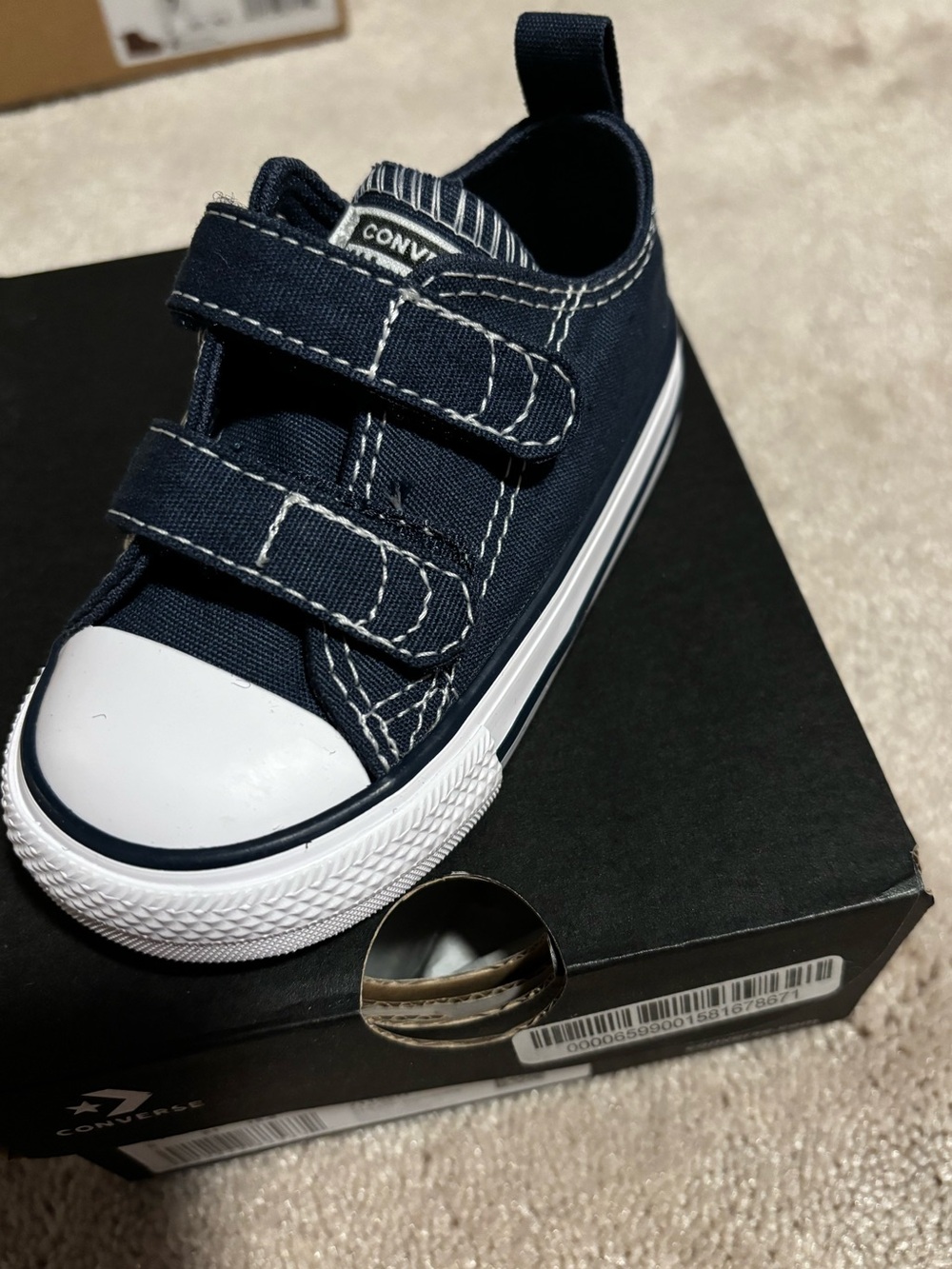 Converse Kids Navy Canvas Double-Strap Sneaker
